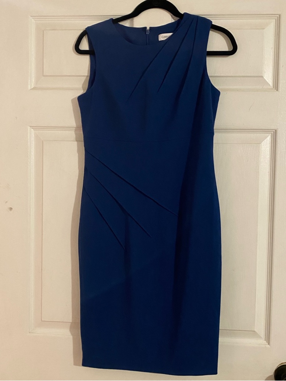 Calvin Klein Sleeveless Midi Sheath Dress in Royal Blue